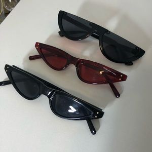 Trendy Tiny Sunglasses 90s Black and Red Set of 3